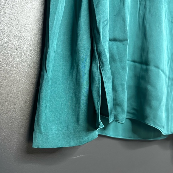 NWOT Kobi Halperin Lois Silk Blend Puff Shoulder Blouse Teal M - Picture 6 of 9
